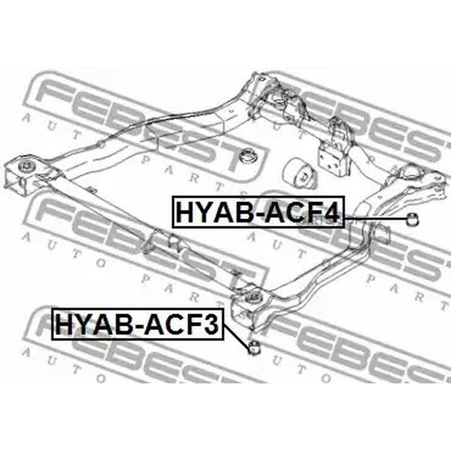 Сайлентблок подрамника Hyundai Accent 00- переднего задний (62466-25003) / FEBEST HYAB-ACF4 FEBEST HYABACF4 | цена за 1 шт