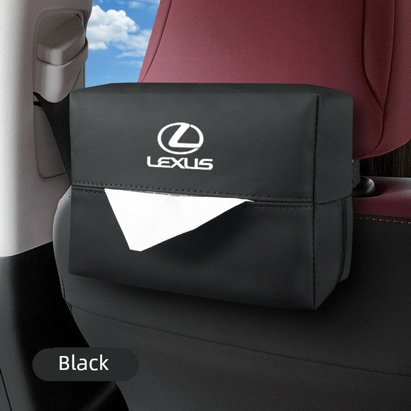 Автомобильный держатель для салфеток из черной кожи наппа на подголовник, подходит для моделей Lexus, универсальная