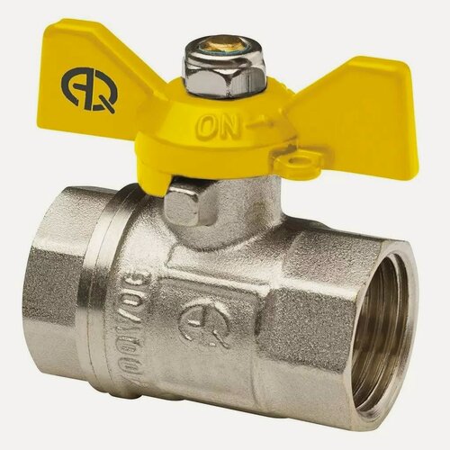 Изображение товара Кран для газа AquaLink 1/2 дюйма г-г с ручкой-бабочкой, надежная запорная арматура для газовых систем, артикул 07107