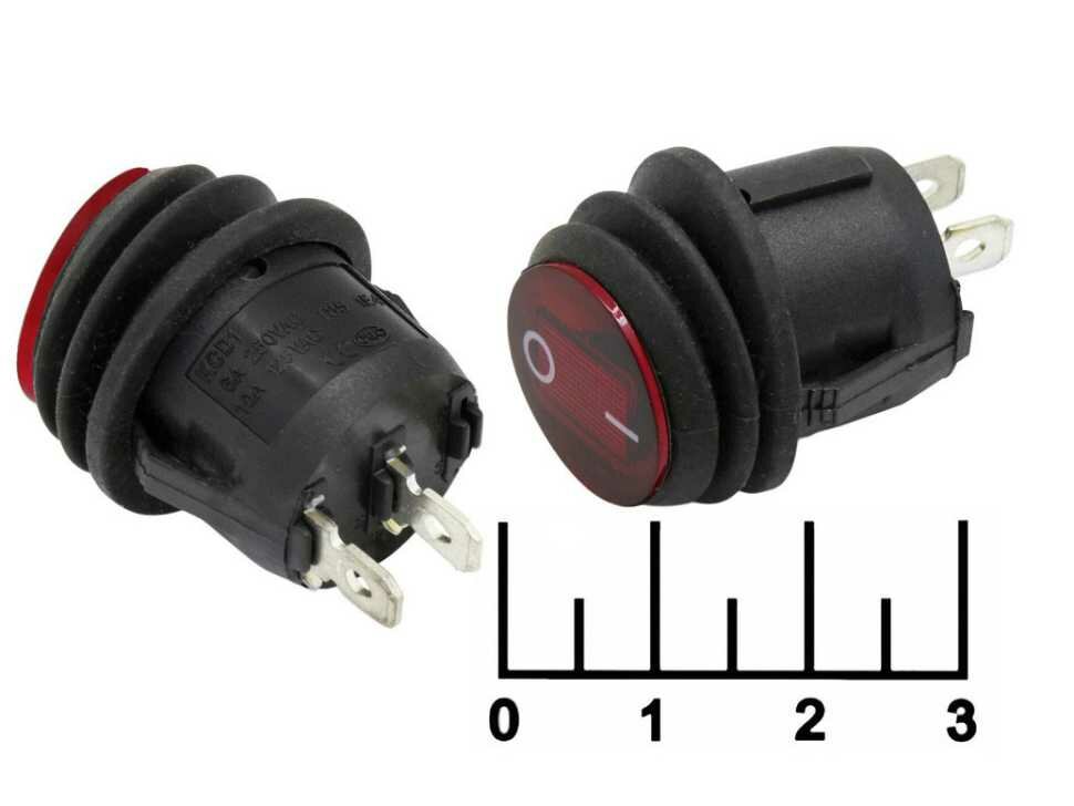 Выключатель 250/6 250V 6A KCD1 красный 2 контакта влагозащищенный