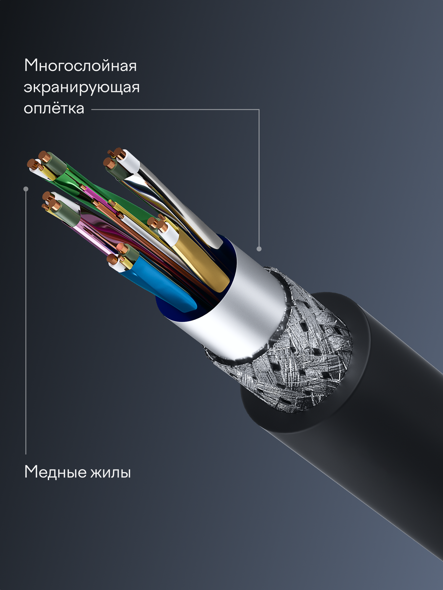 Кабель HDMI Tuvio, версия HDMI 2.0, 3 метра, темно-серый, технология Static HDR — фото 3