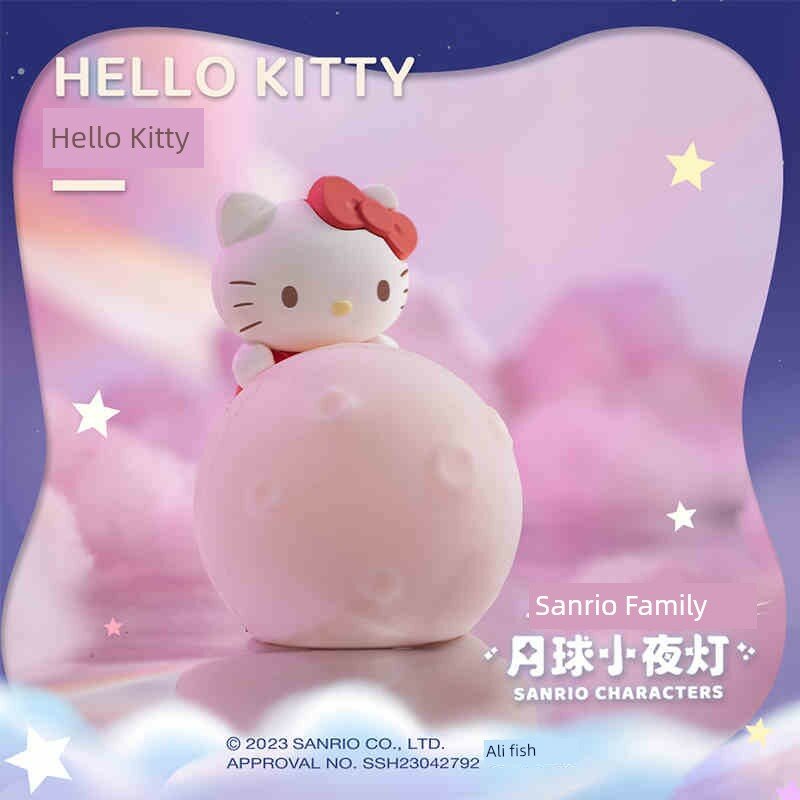 Sanrio Hello Kitty Луна Тема Ночник Настольная Скульптура, Диаметр 5 см, Высота 3.5 см, Подлинный Лицензированный