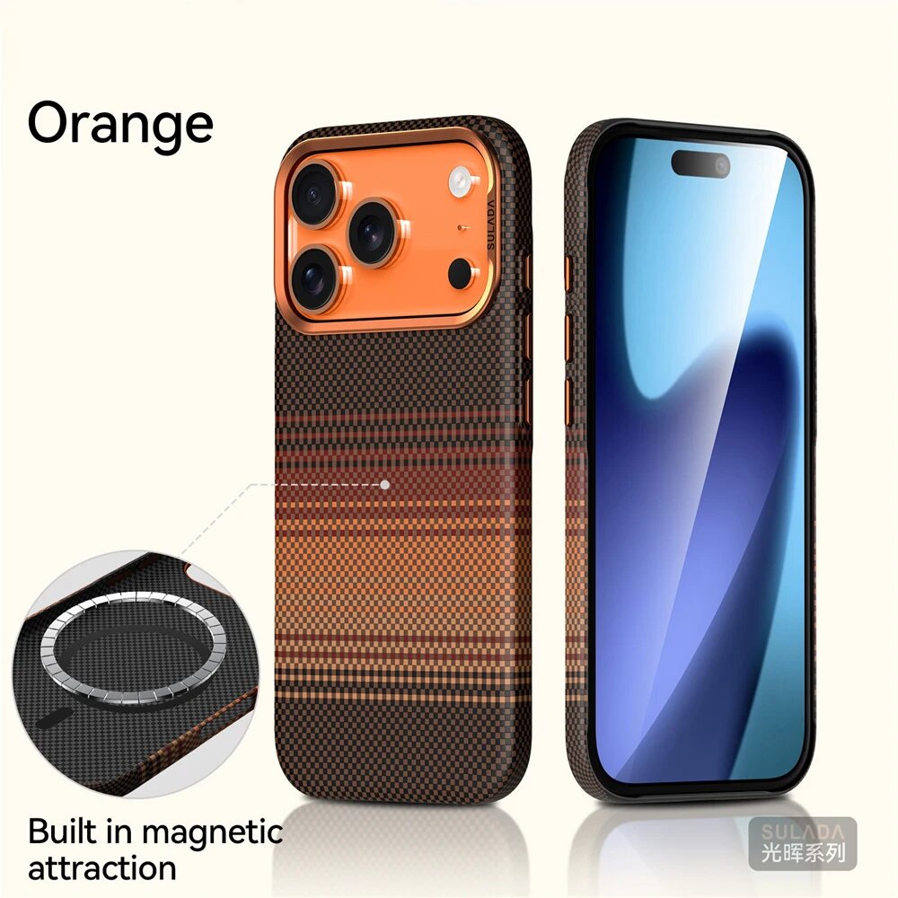 Оранжевый чехол для iPhone 17 Pro Max с магнитом и защиты