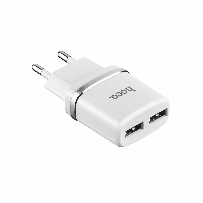 Сетевое зарядное устройство Hoco C12 12W 2*USB-A, белый (зарядка для iPhone, Android)