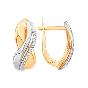 Серьги JEWELIN, красное золото, 585 проба, фианит