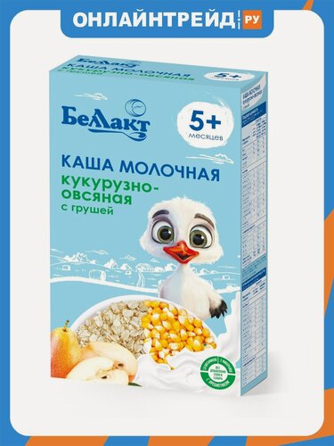 Изображение товара Каша молочная Беллакт зерно-молочная кукурузно-овсяная с грушей и пребиотиком 250 г