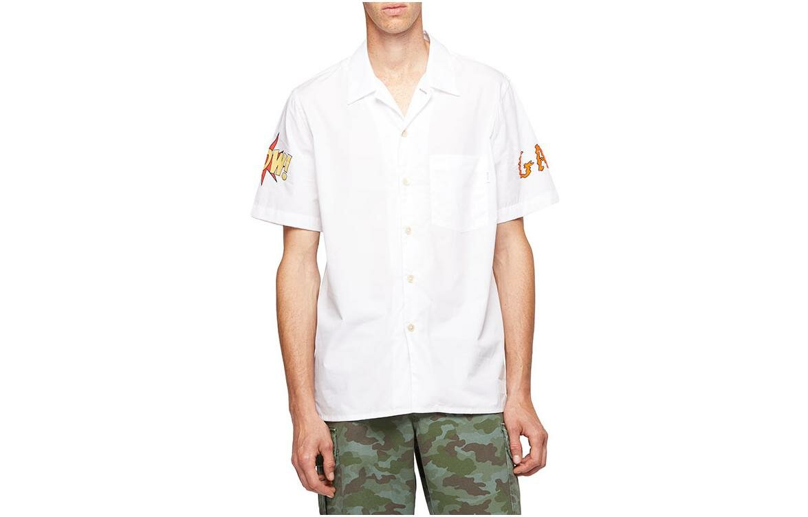 Рубашка White Cuban Collar Moderate Shirt