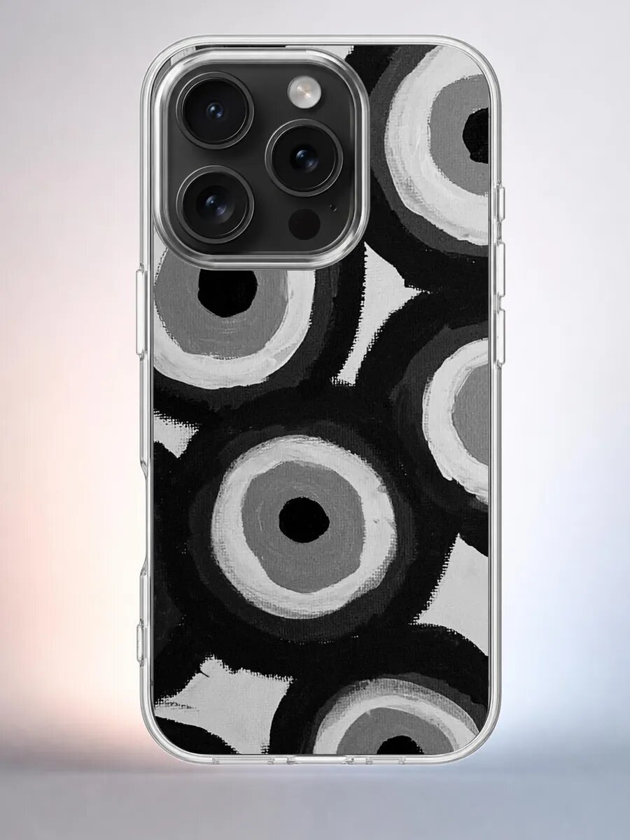 Чехол iPhone 15 Pro круги узор силиконовый прозрачный