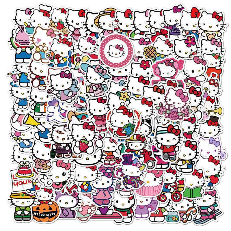 Официальные наклейки Hello Kitty с 100 штуками для дневников, телефонов, чемоданов и стаканов