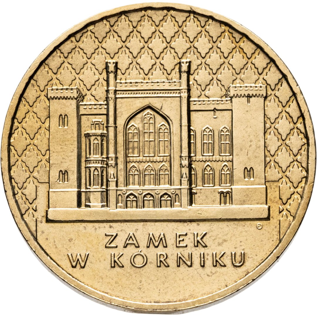 Польша 2 злотых zlote 1998 "Замки и дворцы Польши - Замок Курник", Латунь, в сохранности UNC