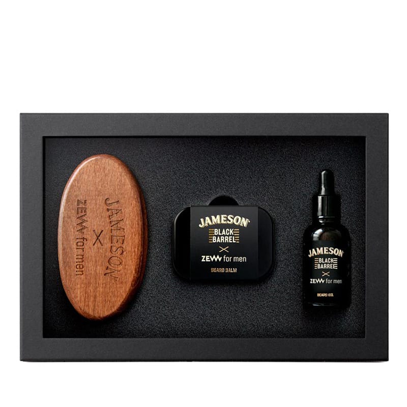 Набор для ухода за бородой Zew For Men Simple Jameson Black Barrel набор Бальзам для бороды 80 мл + Питательное масло для бороды 30 мл + Щетка для бороды 1 шт.