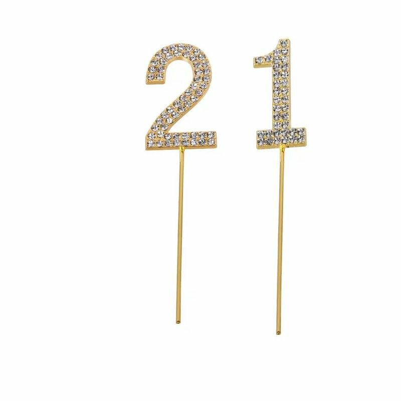 Набор топперов 21 металлический золотистый со стразами