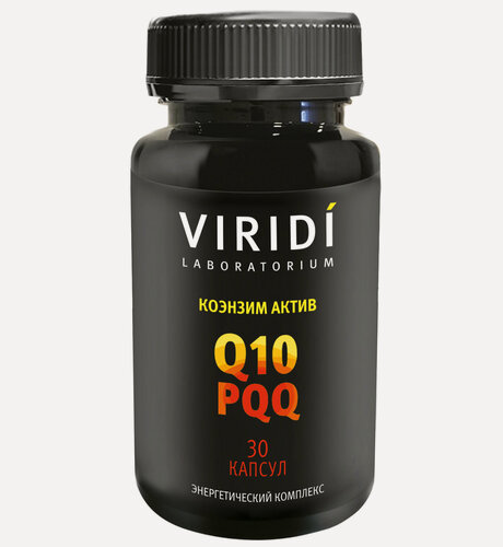 Изображение товара Коэнзим актив с PQQ митохондриальный комплекс: 90 мг Q10+ 10 мг PQQ в 1 капсуле (30 капсул) - VIRIDI
