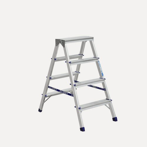 Изображение товара Стремянка Alumet АD7204 2х4 двухсторонняя, рабочая высота 2.86 м, нагрузка 150 кг.
