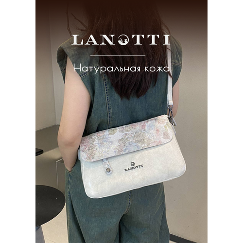 Сумка багет LANOTTI, фактура гладкая, Жемчужные блики