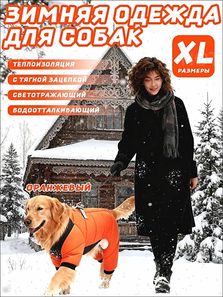Зимнее пальто для маленьких собак, унисекс, размер XL, ярко-оранжевое, утепленное пальто с защитой от ветра и холода