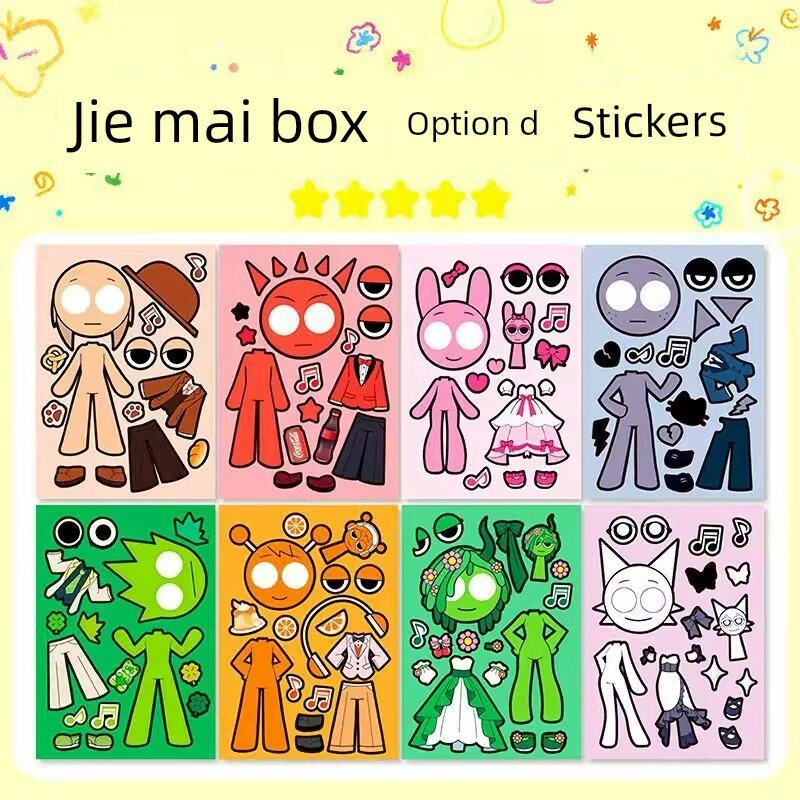 Набор наклеек Rhythm Box D, 8 комплектов для детей, полный комплект игрушек для творчества