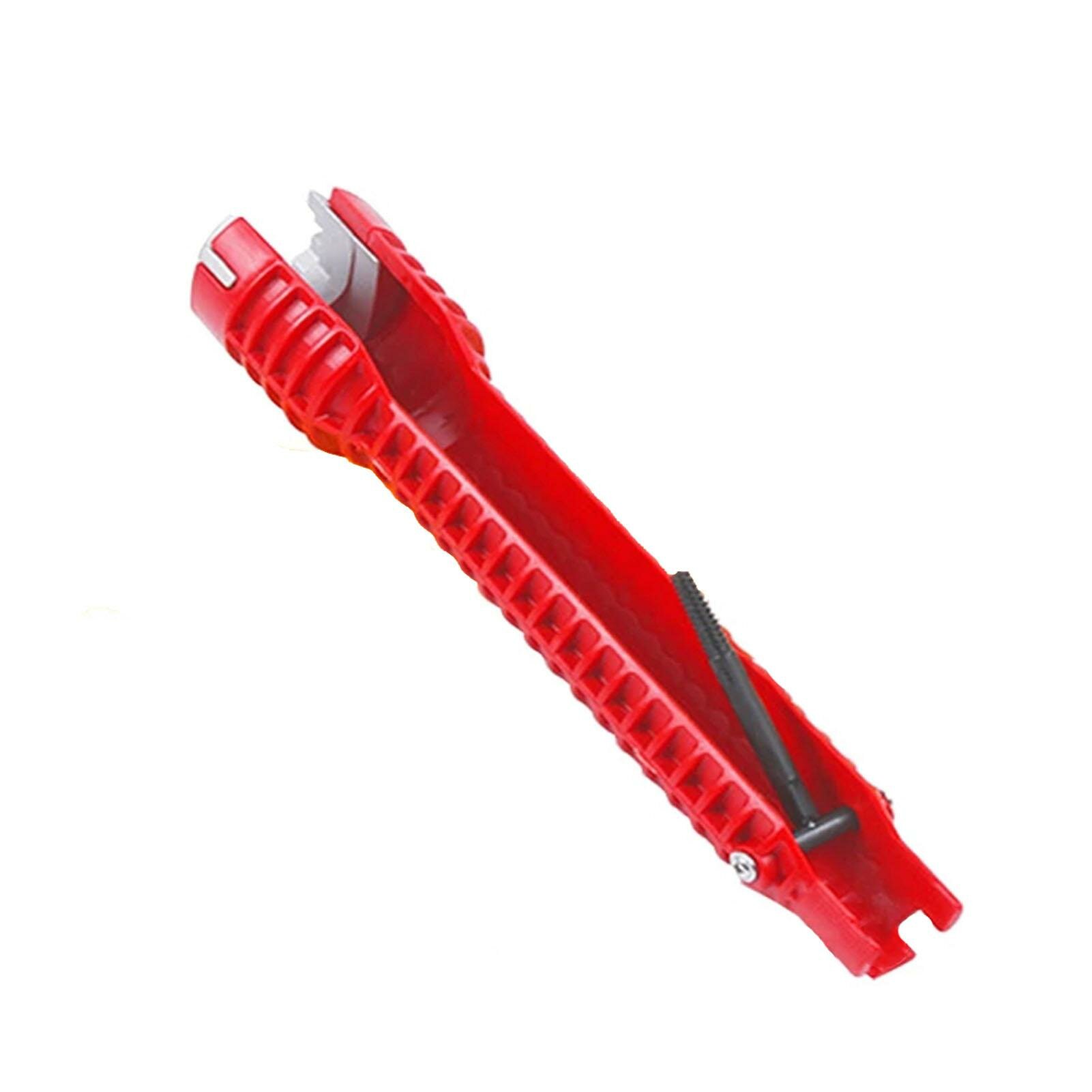 Многофункциональный ключ Flume Wrench 8 в 1 красного цвета для установки кухонного смесителя.