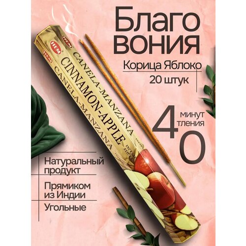 фото Благовония hem cinnamon apple (яблоко-корица), 20 палочек