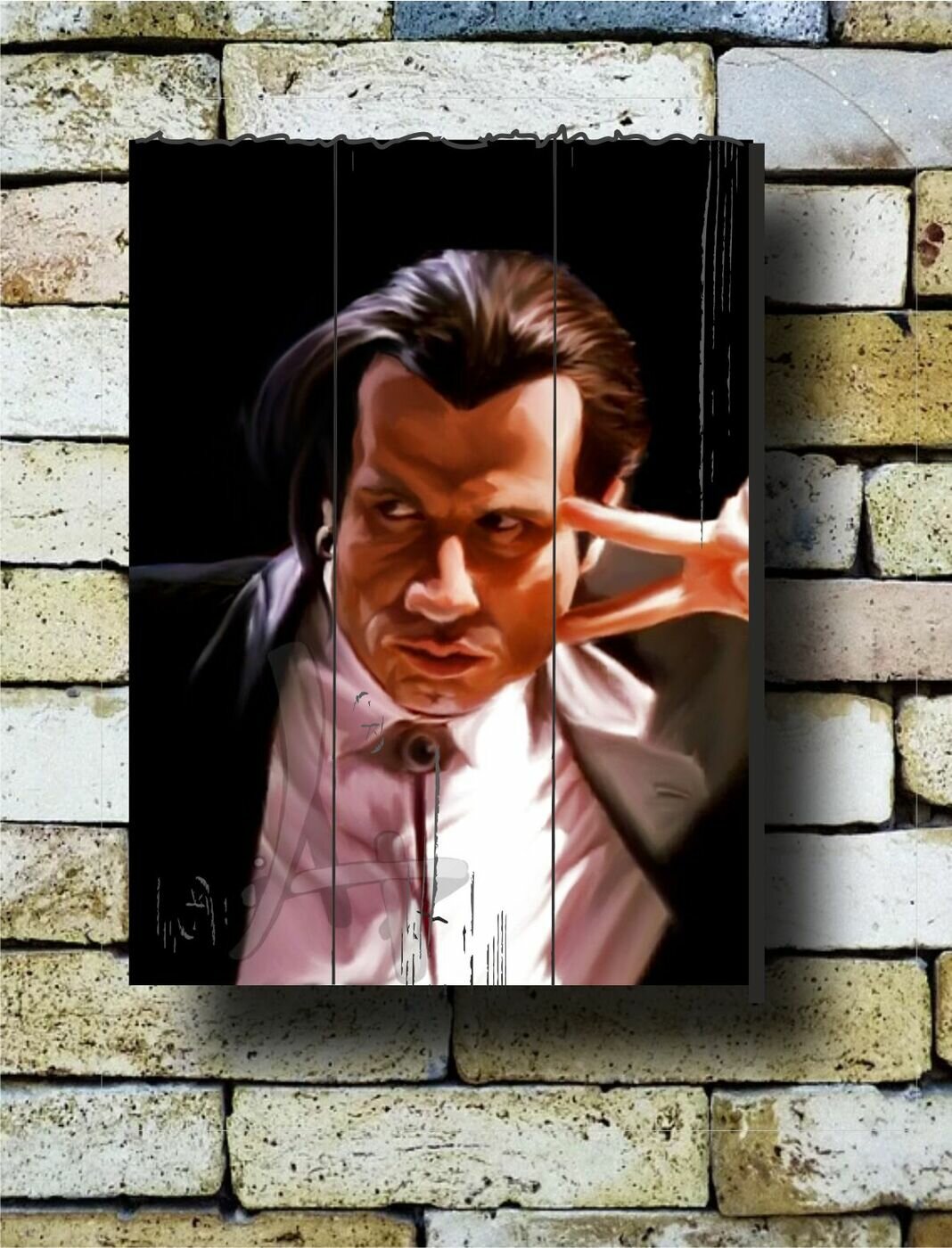Картина на досках "тарантино. Pulp fiction. Криминальное чтиво. Винс Вега"