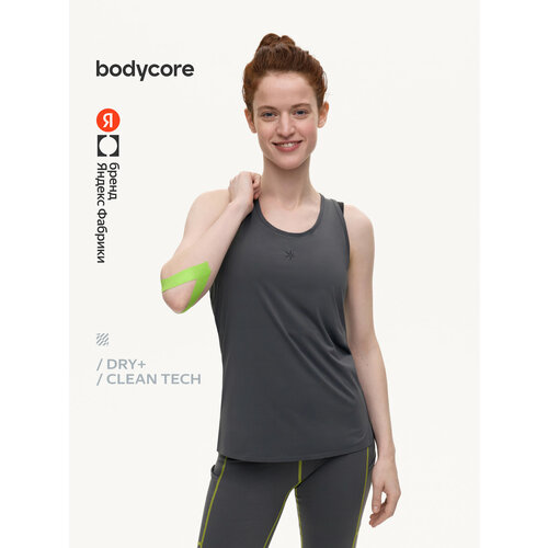 фото Майка спортивная bodycore из быстросохнущей ткани с антибактериальной пропиткой, размер s, темно-серый