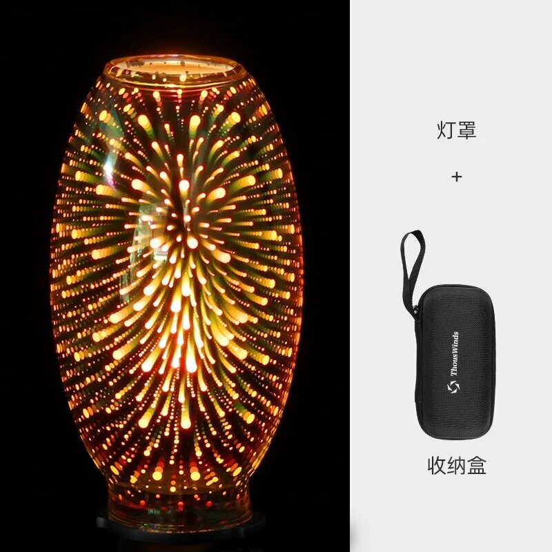 Винтажный оливковый стеклянный абажур с 3D-эффектом фейерверков и коробкой для хранения для наружного декора