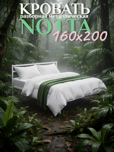 Изображение товара Кровать металлическая разборная NOTTA, двуспальная, со спинкой, серая 160х200 см