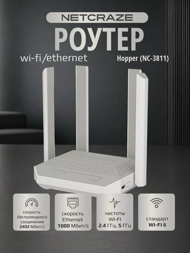 Изображение товара Wi-Fi роутер Netcraze (Keenetic) Hopper (NC-3811) White