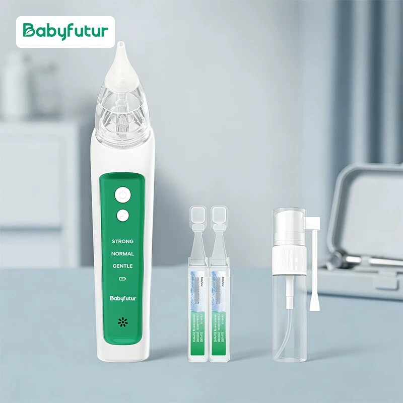Babyfutur Электрический носовой аспиратор для младенцев с 2 бутылками солевого раствора 10 мл — стандартный уход