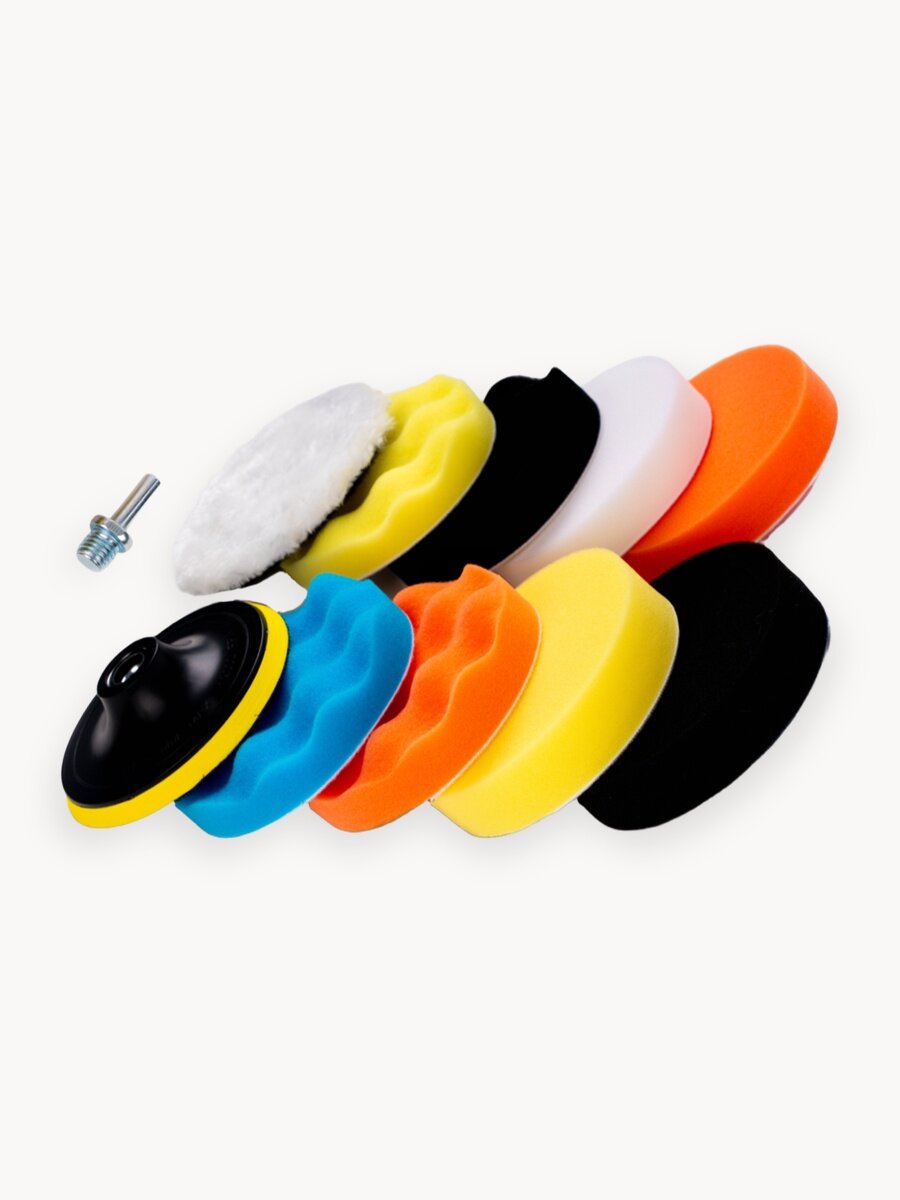 Круги полировальные на липучке для полировки кузова авто и фар насадки на подошву 100 мм