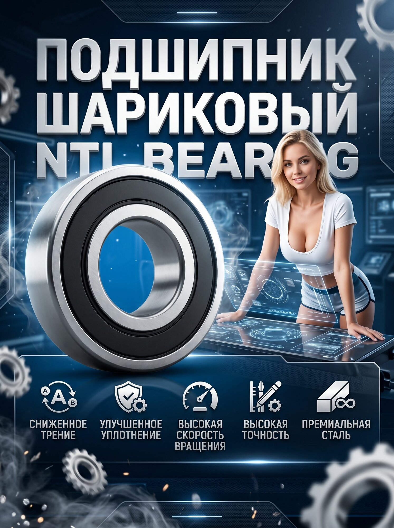 Подшипник ступицы переднего колеса MOTOLAND XT 250 HS 6202-2RS (180202) NTL Bearing 1 ШТ.
