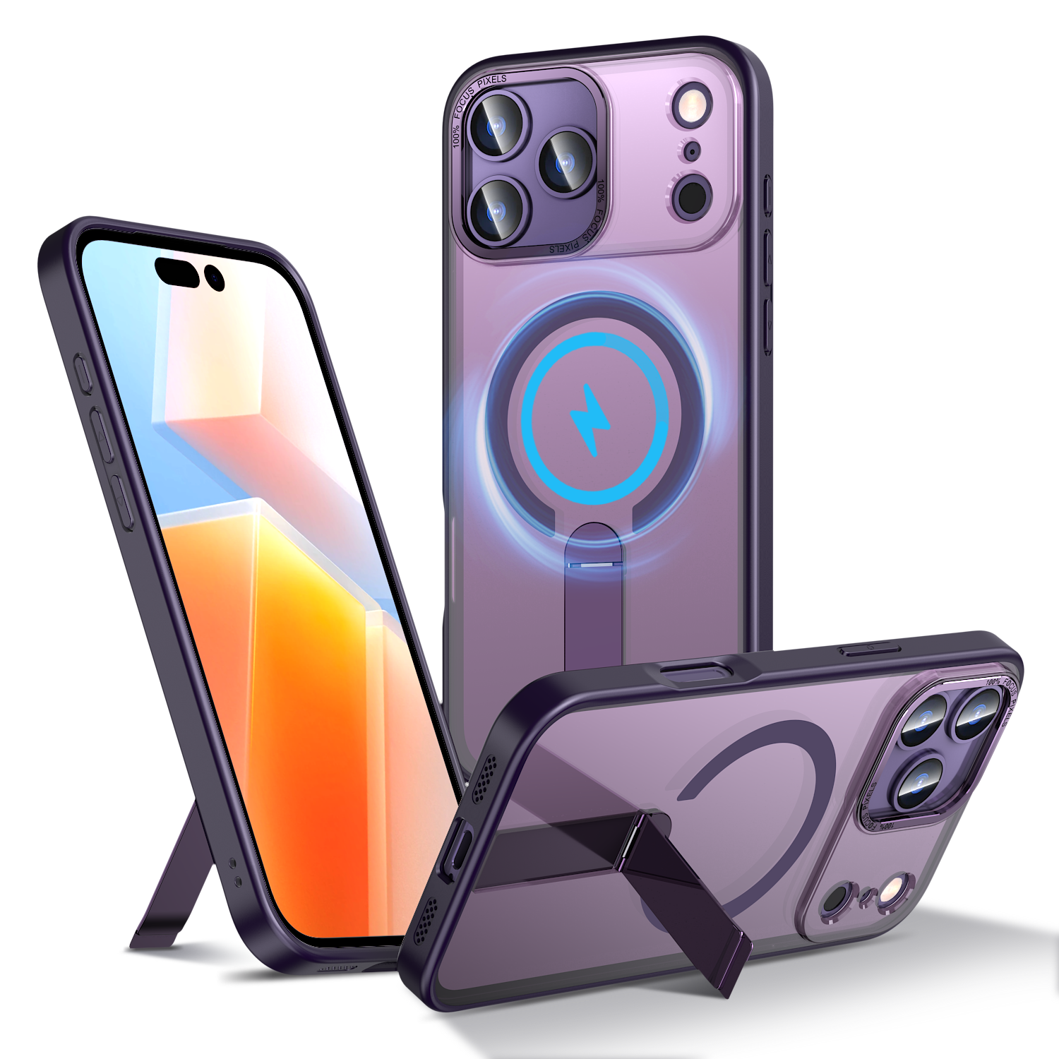 Чехол для Apple iPhone 17 Pro Max / Айфон 17 Про Макс, soft touch, чехол-кардиомонитор, защита камеры, ударопрочный, встроенная подставка, усиленные углы, Apple, Apple iPhone 17 Pro Max, purple,