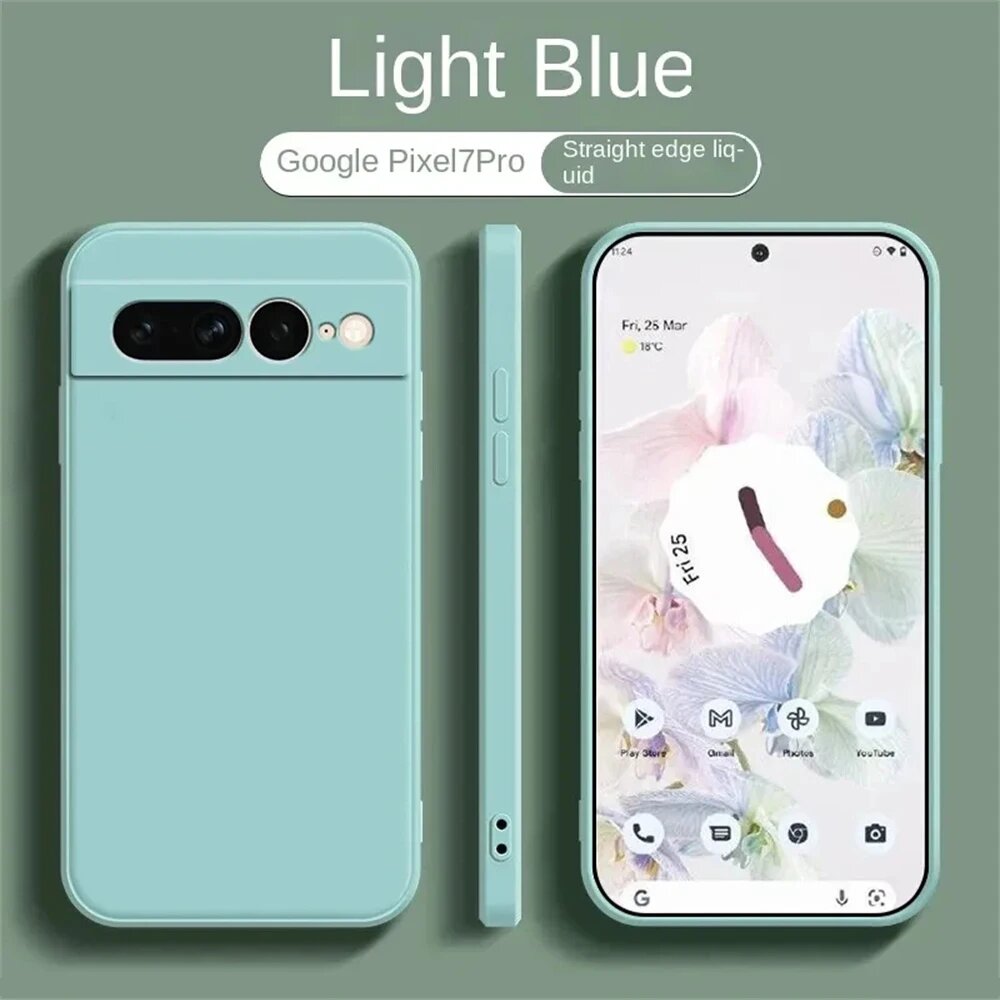 Чехол для Google Pixel 7 Pro, Light Blue, Straight edge