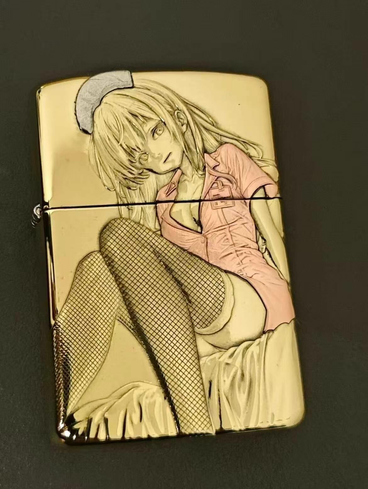 Zippo, "Двусторонний рельеф Медсестра в стиле аниме, рельеф , чистая латунь", пустая(без заправки)