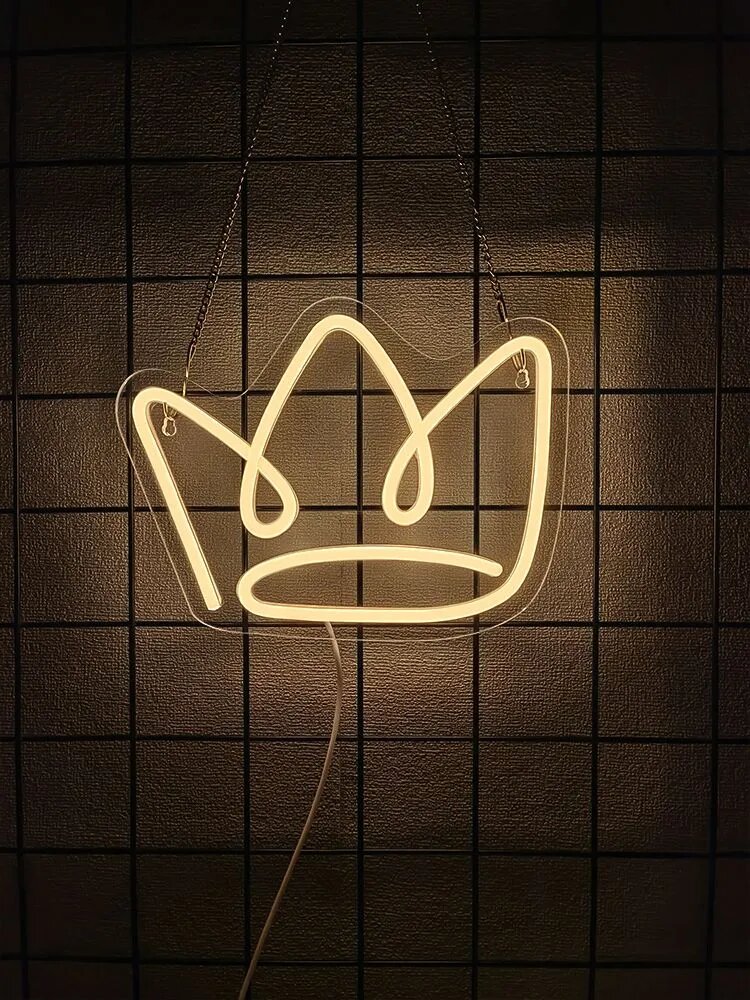 Светодиодная неоновая вывеска Crown, питание от USB, декоративное освещение для стен