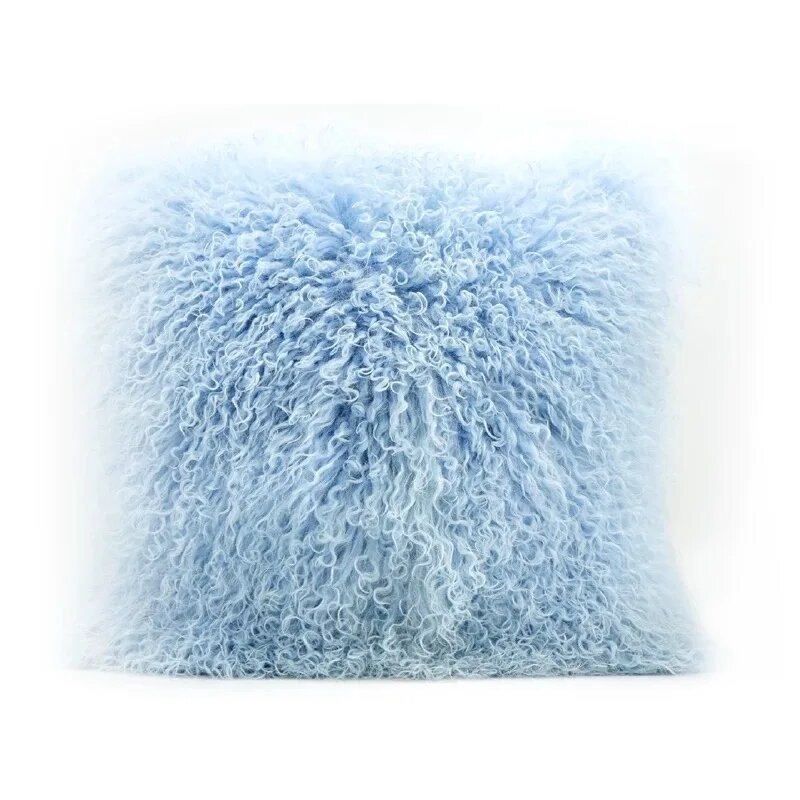 Чехол на подушку из меха ягненка XZWDSI 55x55cm, Голубой, небесно-голубой