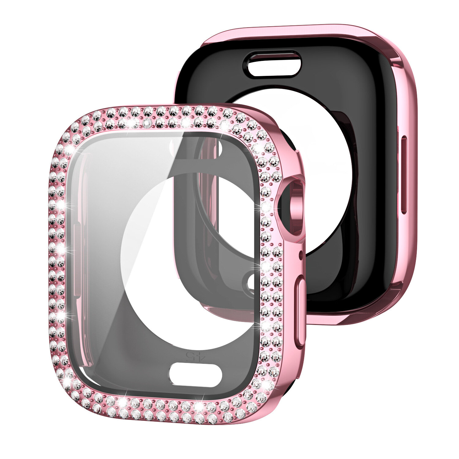 Чехол-накладка на Apple Watch S10/S11 46 мм из розового пинка с электропокрытием, полная защита