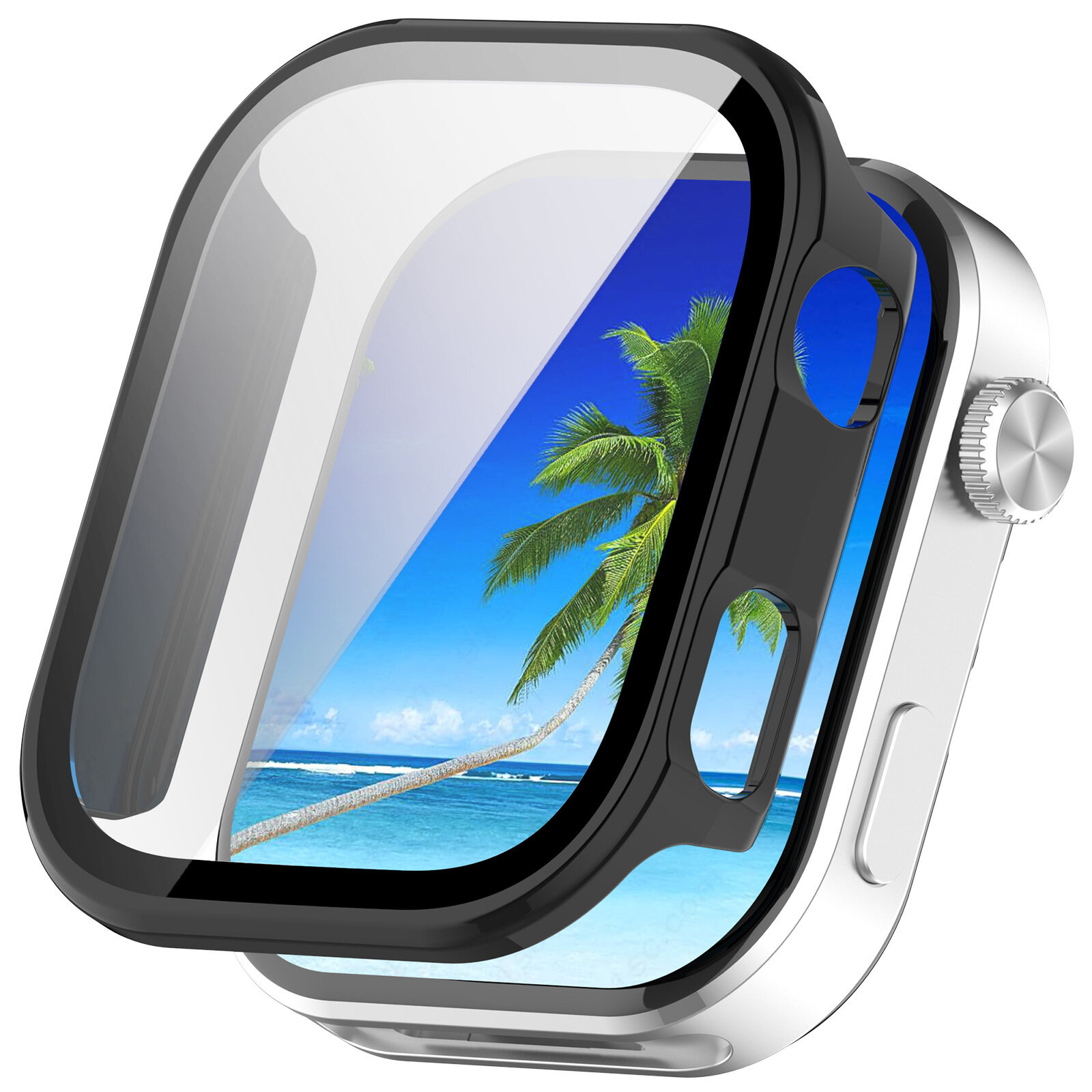 Полная защита ПК-чехол с закаленным стеклом для Redmi Watch 6, Черный