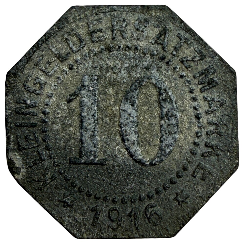 Германия, Германская империя, Шнайдемюль 10 пфеннигов 1916 г. (Zn)