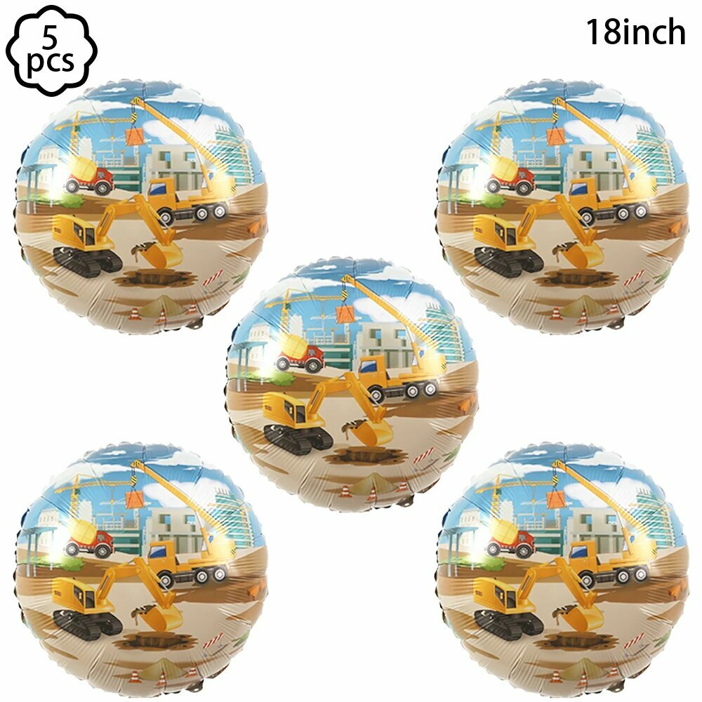 Фольгированные шары строительная техника XMSJ набор из 8 шт 5pcs balloons