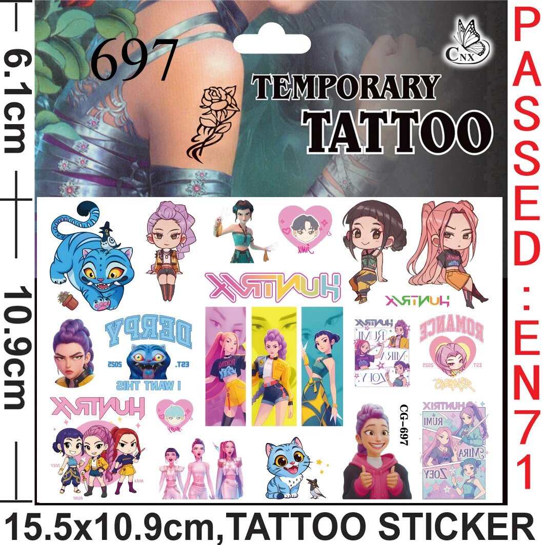 Набор для декора вечеринки Hasbro для девочек в стиле KPOP 1pcs Tattoo Stickers