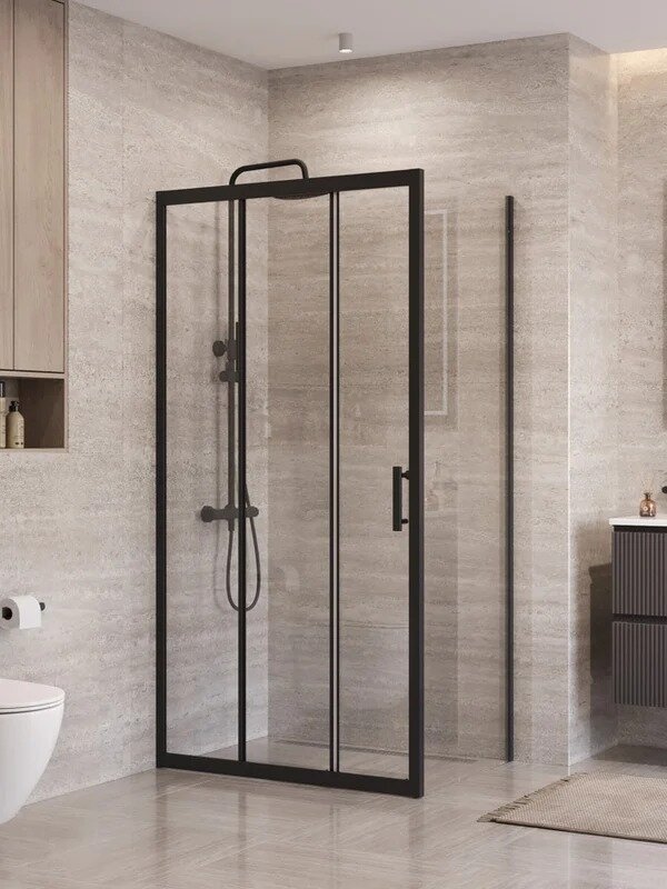 Душевой уголок BelBagno Формат (Uno) 195-AHF-31-100/90-C профиль матовый черный, стекло прозрачное UNO-195-AHF-31-100/90-C-NERO