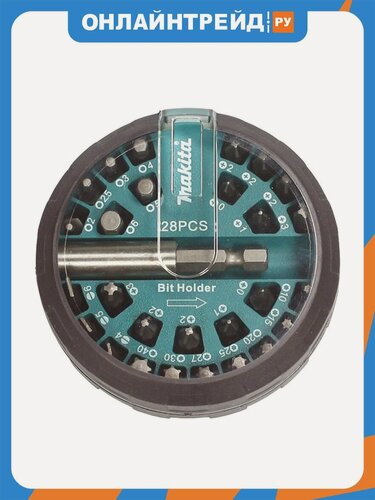 Изображение товара Набор Makita 28шт, биты(Ph-0-3/ Pz-0-3/ SL-4,5,6/ Hex-2,2.5,3,4,5,6/ T-10,15,20,25,27,30,40)+маг держ