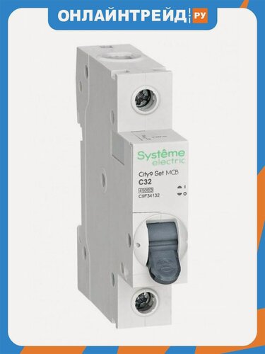Изображение товара Автоматический выключатель Systeme Electric (schneider Electric) 1п C 32А 4.5кА City9 Set, 230В, C9F34132