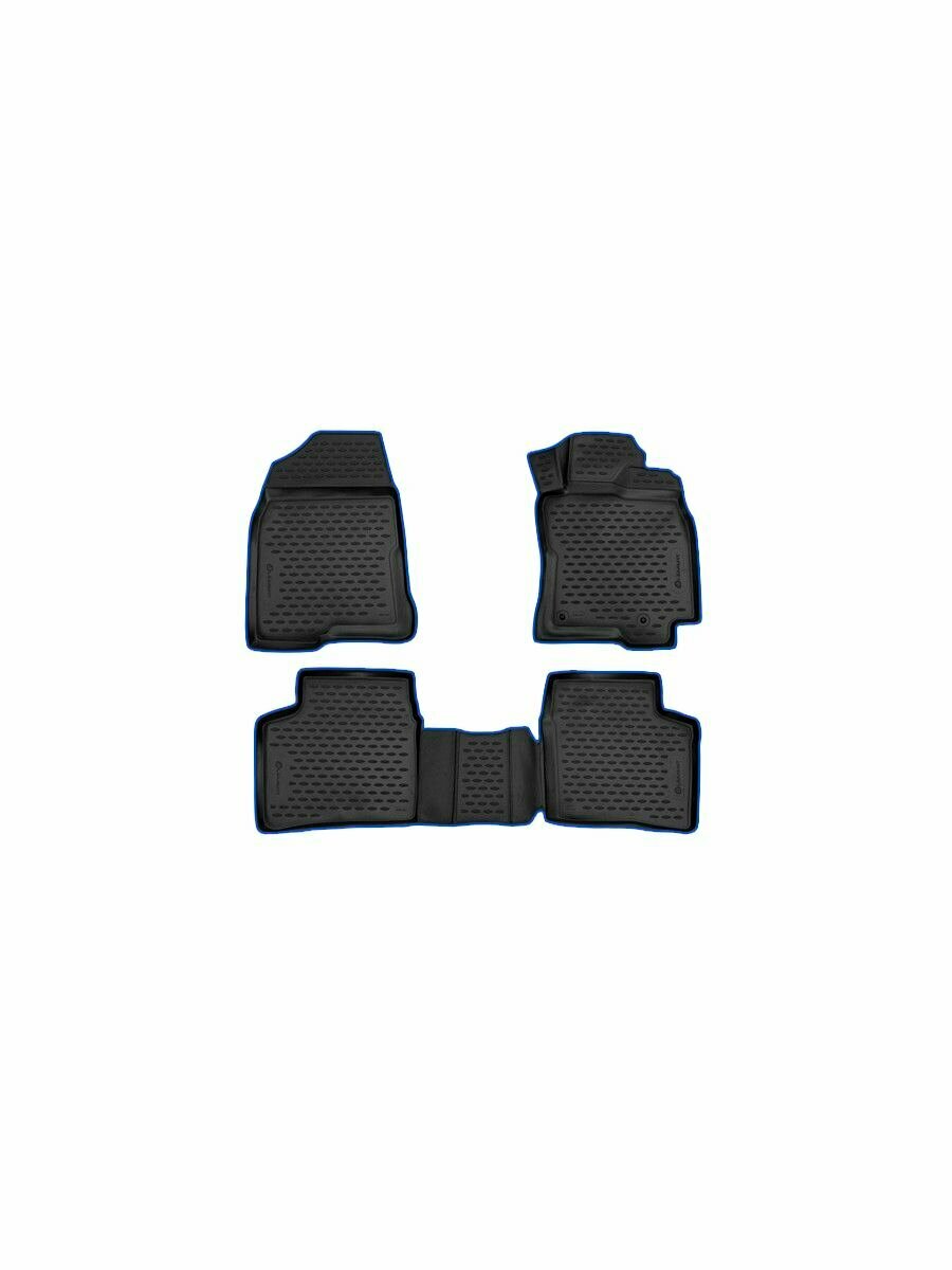 Коврики 3D в салон для TOYOTA Prius-20 RH /DAA-NHW20/, 2003-2009, правый руль, 4 шт. (синий кант, полиуретан) / Тойота Приус