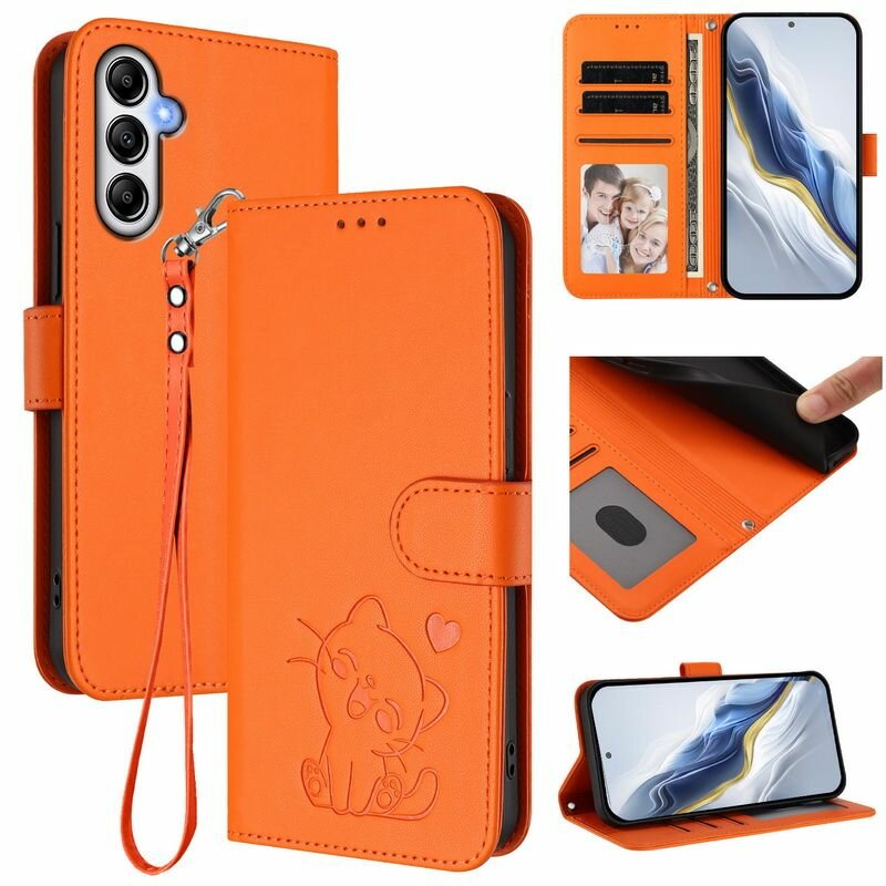 Чехол книжка для Самсунг Галакси M14 5Г и F14 ( Samsung Galaxy M14 5G и F14 ) кожаный с магнитной застежкой, с функцией подставки, коротким шнурком