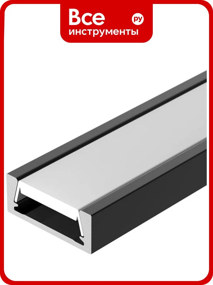 Профиль Arlight MIC-M-2000 ANOD BLACK 2м, алюминиевый прямой профиль, черный, накладной монтаж, для мебели и ниши