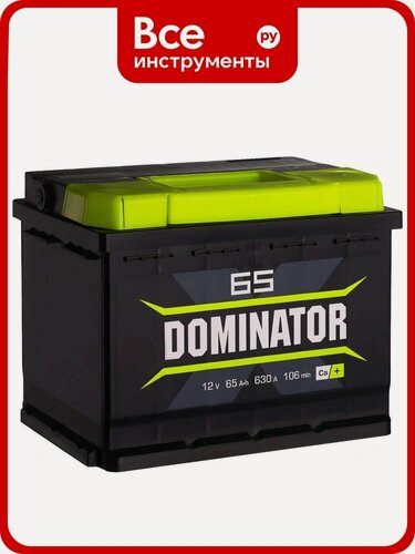 Изображение товара Аккумулятор DOMINATOR 65 Ач 0 LR, 630 А ССА, обратная полярность, кальциевая химия, для легковых и грузовых автомобилей