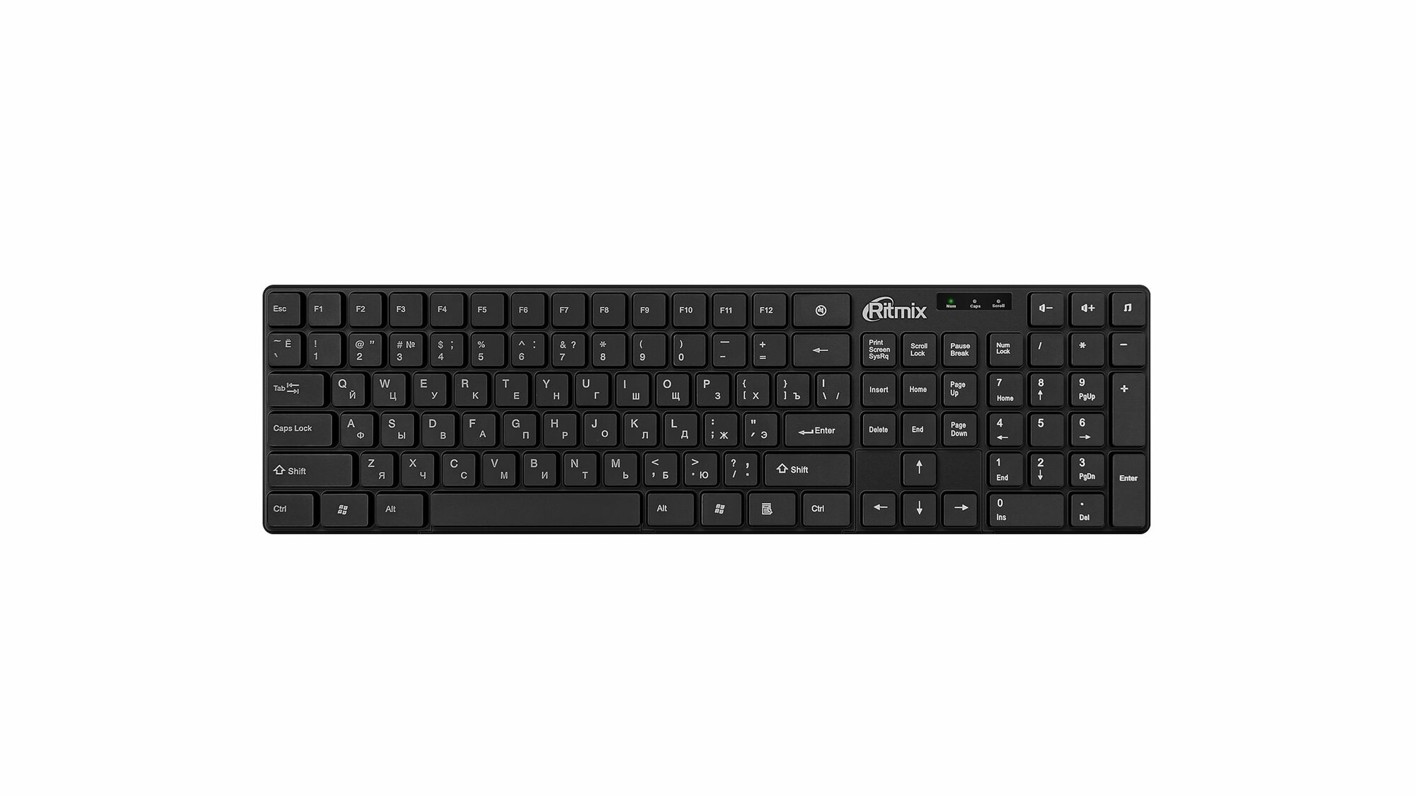 Проводная клавиатура Ritmix RKB-109 офисная, мембранная, 108 клавиш