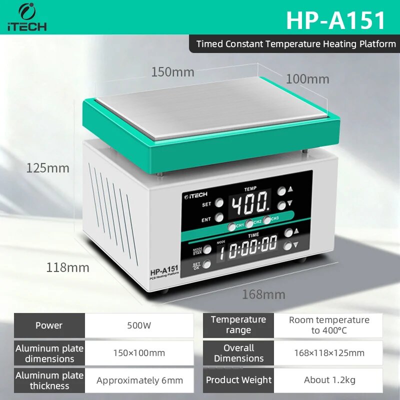 Нагревательная платформа iTECH HP-A151, 500W, 400°C